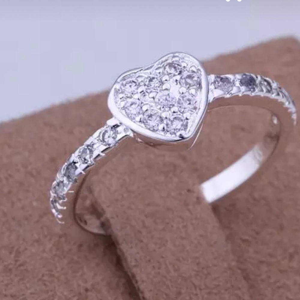 925 silver plated heart ring